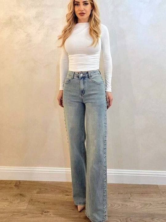 Hochgebirge Damen Jeans Hosen in Breit Bein Stil Grau