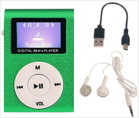 Mini USB Metal Clip MP3 Player (32GB) με Οθόνη LCD Πράσινο