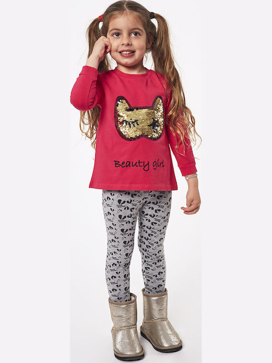 Kinder-Set mit Leggings Winter 2Stück Fuchsie