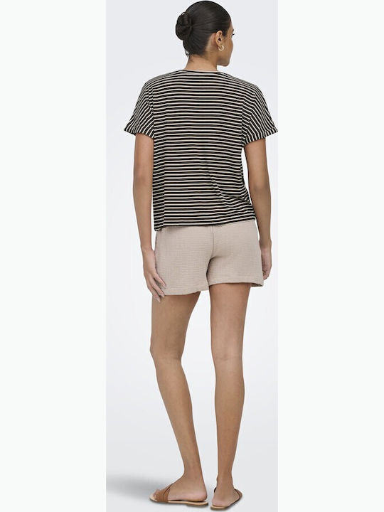 Tricou Damă Cu Dungi Maro