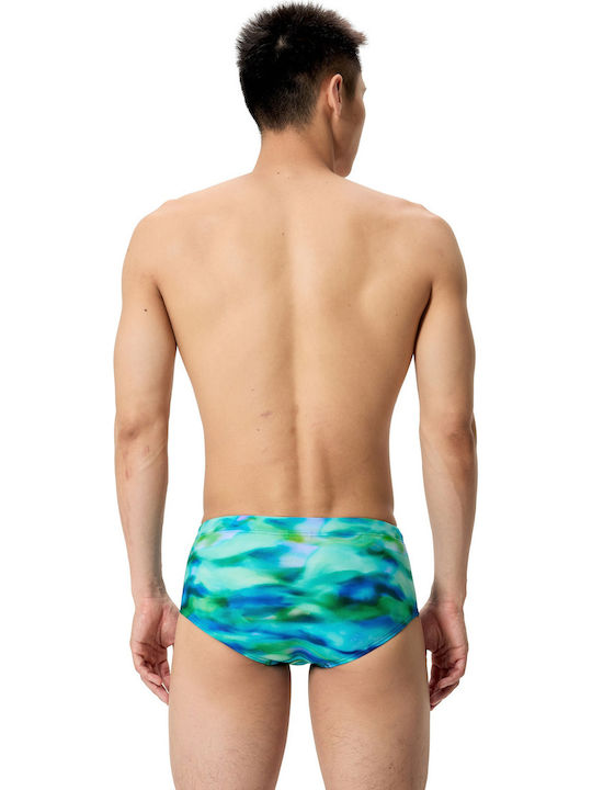 Men's Swimwear Slip Turquoise/Dark Green with Patterns
