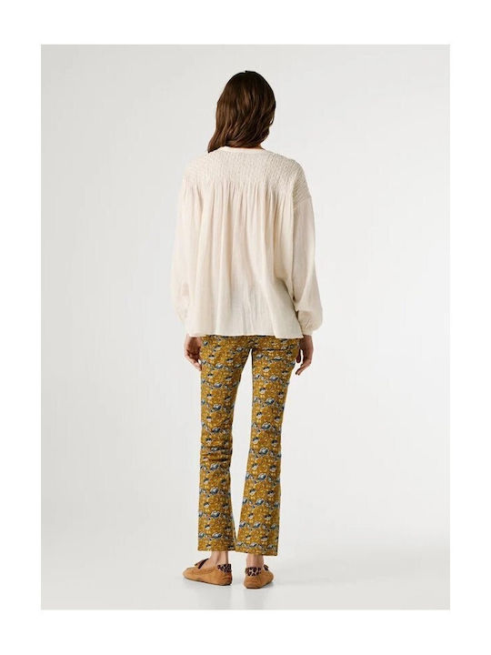 Women's Cotton Long Sleeve Blouse Antique White