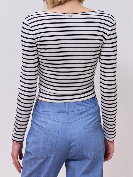 Damen Bluse Gestreift Marineblau