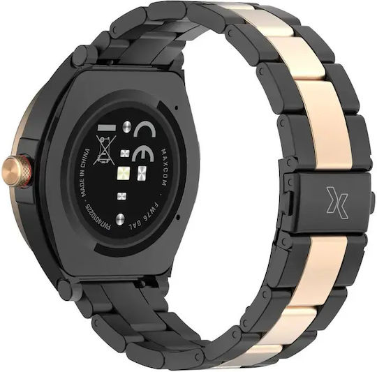 MaxCom FW76 Stainless Steel 42mm Smartwatch με SIM και Παλμογράφο (Gal Black)