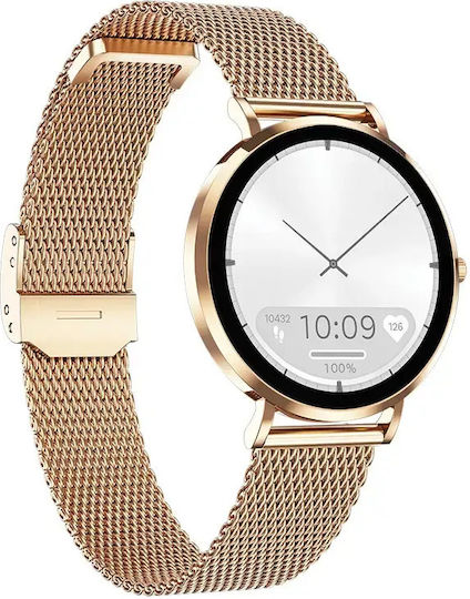MaxCom FW28 Selen Stainless Steel Smartwatch με SIM και Παλμογράφο (Χρυσό)