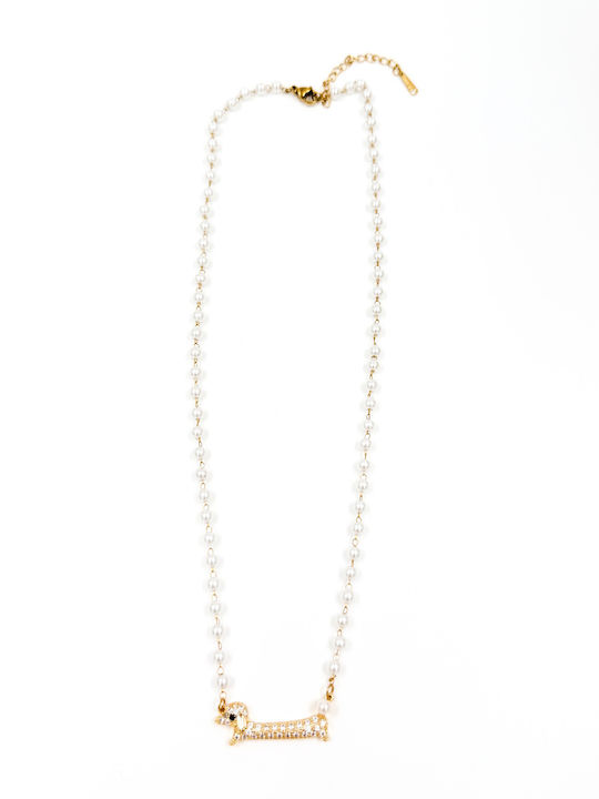 Irene Vilou Necklace From Gold Plated Steel With Pearls