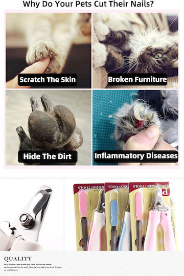 Pet Nail Clipper Metal Trimmer Pink