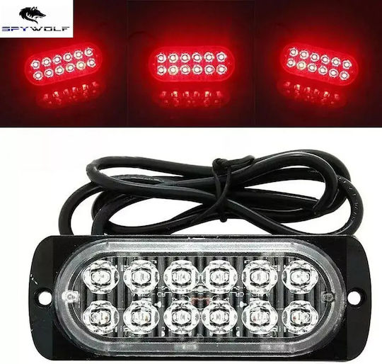 Първокласен Led Строб Светлина За Товарни Автомобили Червена 12led 12/24v 6000lm 6 Броя Tc-350