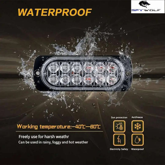 Primă Clas Led Stroboscop Lumini De Volum Alb-Galben 12led 12/24v 6000lm 10 Bucăți Tc-364