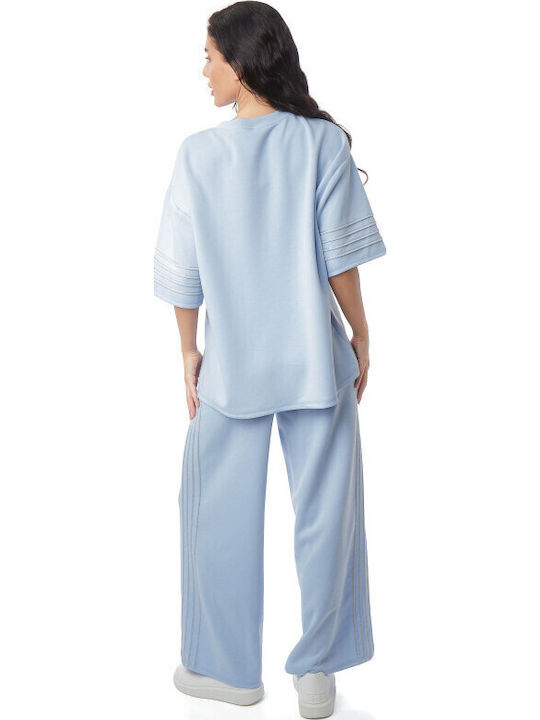 Hellblaue Set Damenhose Bluse
