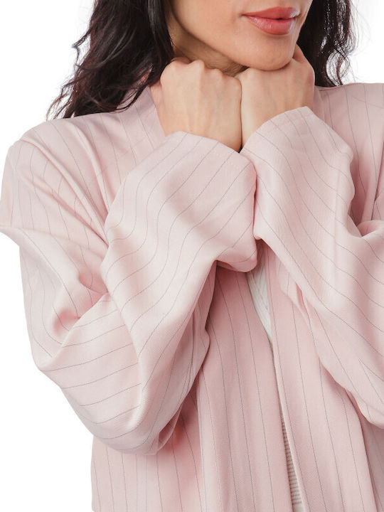 Pink Striped Set Trousers Jacket