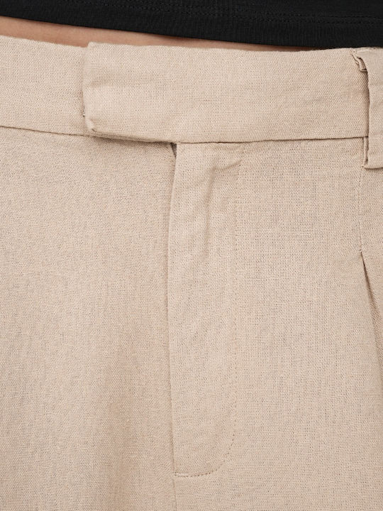 Wide Women's Linen Pantaloons Beige