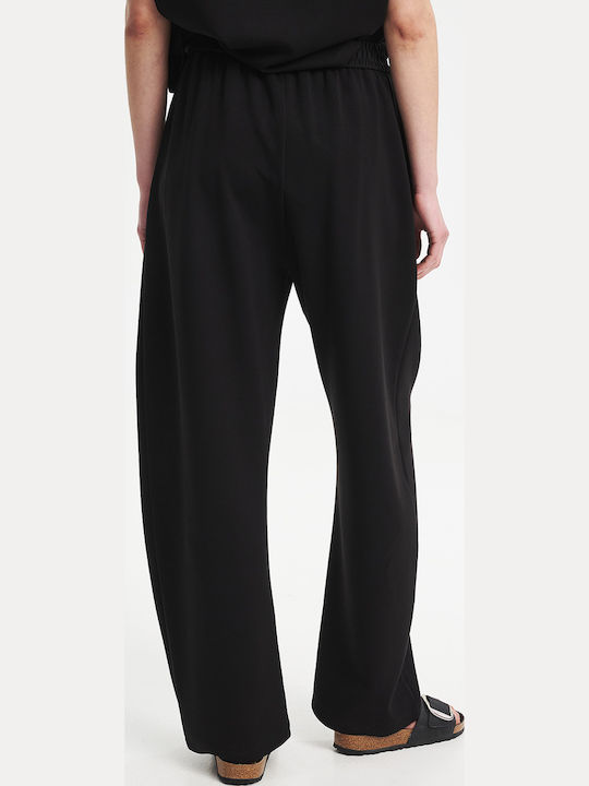 Pantaloni Dama Tesatura Cu Cauciuc Negru