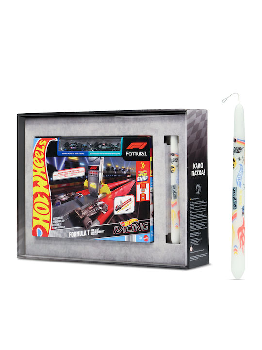 Великденска Свещ с Играчка Racing Formula 1 Grid Start Track Set & 2 Метални F1 Коли, 1:64 за 3+ Години Hot Wheels