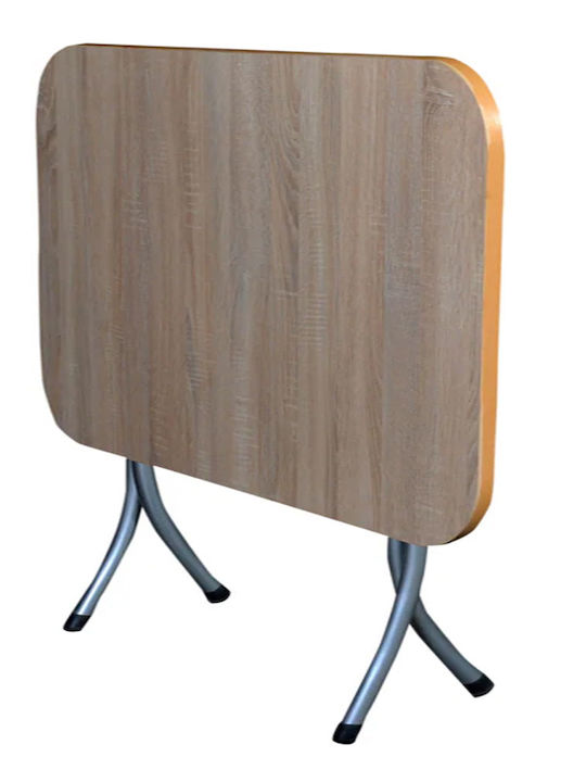 Garden & Terrace Table Foldable Wooden with Metal Frame Silver 90x60x75cm