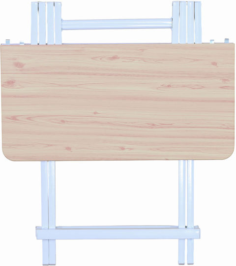 Ankor Hilfsmittel Garten- und Terrassentische Zusammenklappbarer Holz mit Metallrahmen Weiß 70x70x74cm
