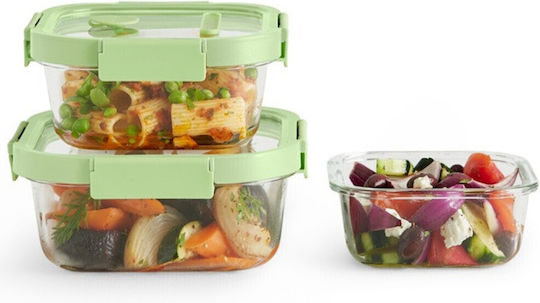 Lekue Glass Lunch Box Set Green 3 Pieces
