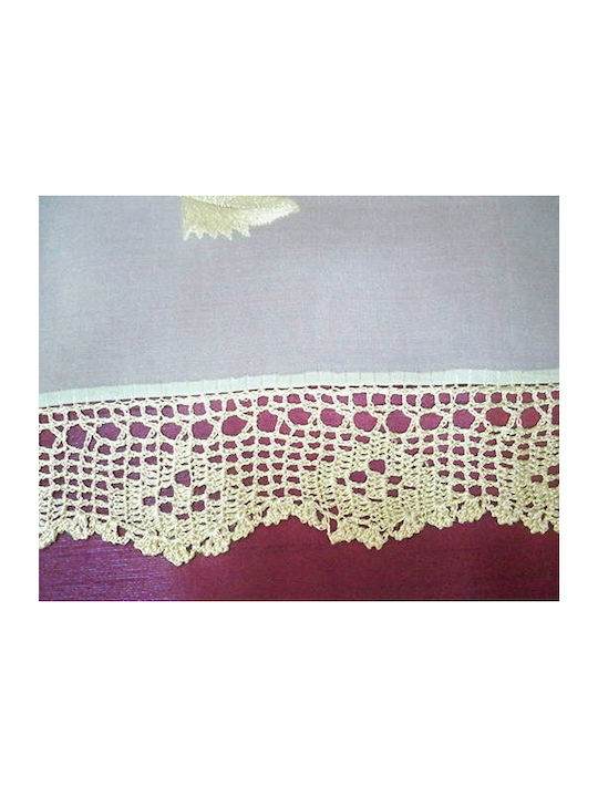 VS Home Fustă Pătrată cu Broderie Bej
