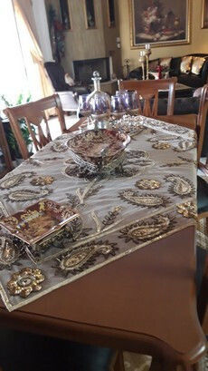 VS Home Fustă Pătrată cu Broderie K464 Maro 120x120cm