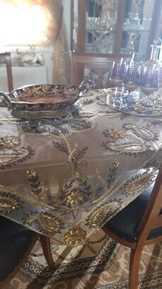 VS Home Fustă Pătrată cu Broderie K464 Maro 120x120cm