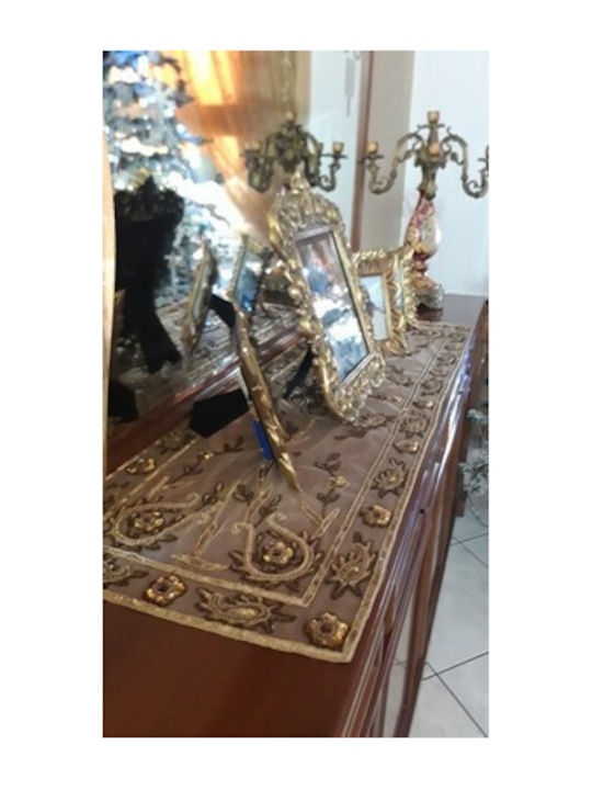 VS Home Καρέ Τραπεζομάντηλο με Κέντημα K464 Καφέ 120x120εκ.