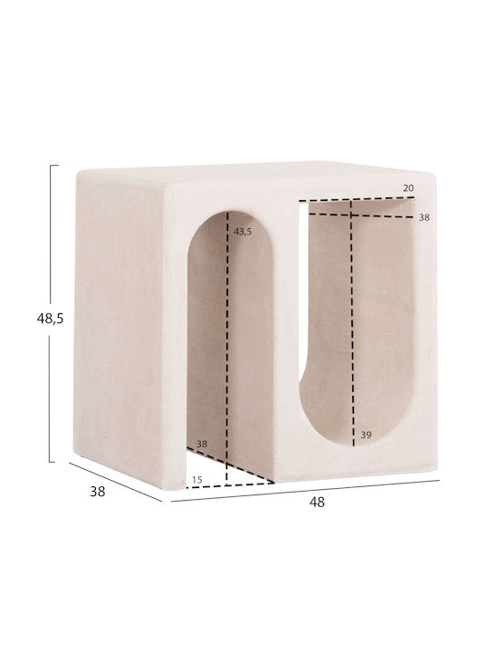 Rectangular Wooden Side Table Ecru M48xL38xH48.5cm