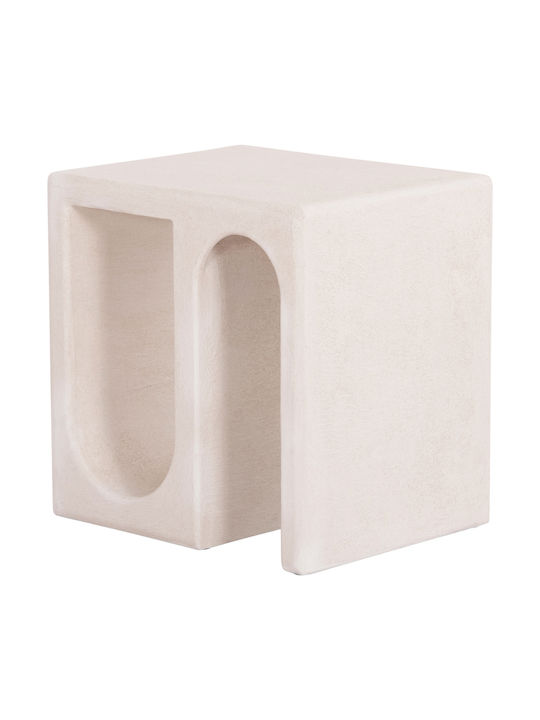 Rectangular Wooden Side Table Ecru M48xL38xH48.5cm