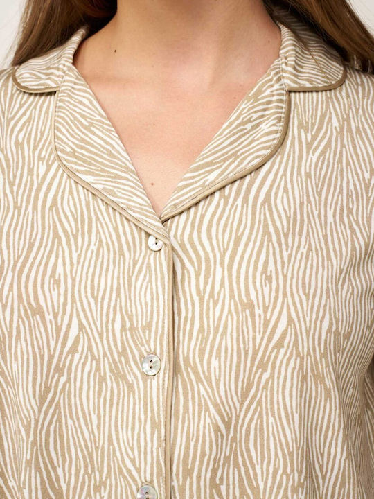 Vamp Καλοκαιρινό Γυναικείο Σετ Πιτζάμας Beige Taupe Vamp Καλοκαιρινό Γυναικείο Σετ Πιτζάμας Beige Taupe