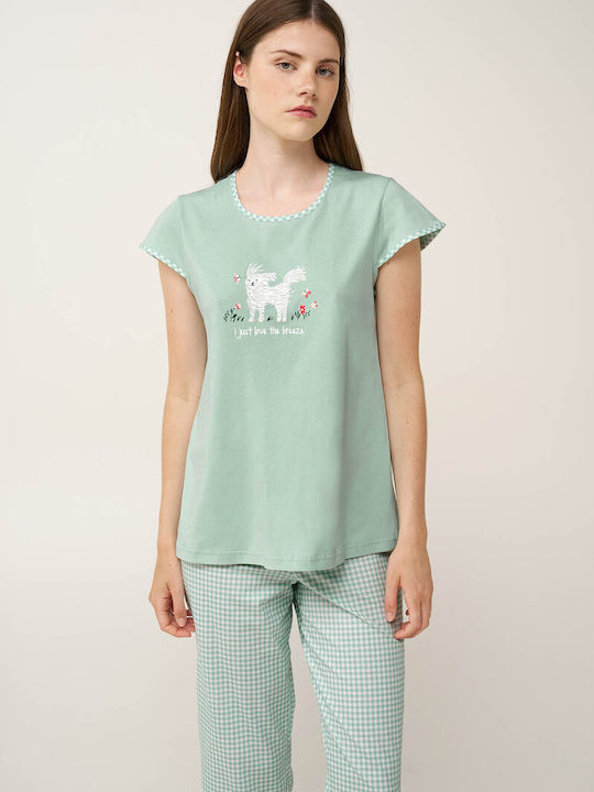 Vamp Sommer Damen Schlafanzug-Set Baumwollene Green Harbor