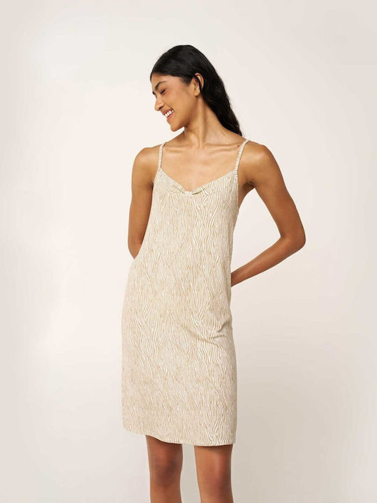 Vamp Καλοκαιρινό Γυναικείο Νυχτικό Beige Taupe