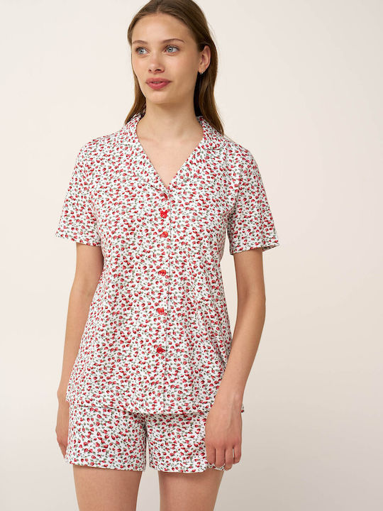 Vamp Set De Pijamale Dama De Vară Din Bumbac Strawberry Vamp Set De Pijamale Dama De Vară Din Bumbac Strawberry
