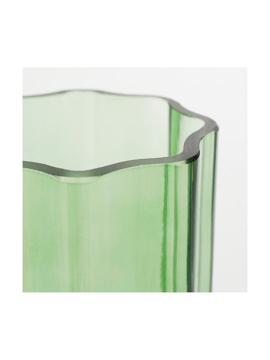Atmosphera Decorative Vase Glass Green Diameter 14xHeight 25cm