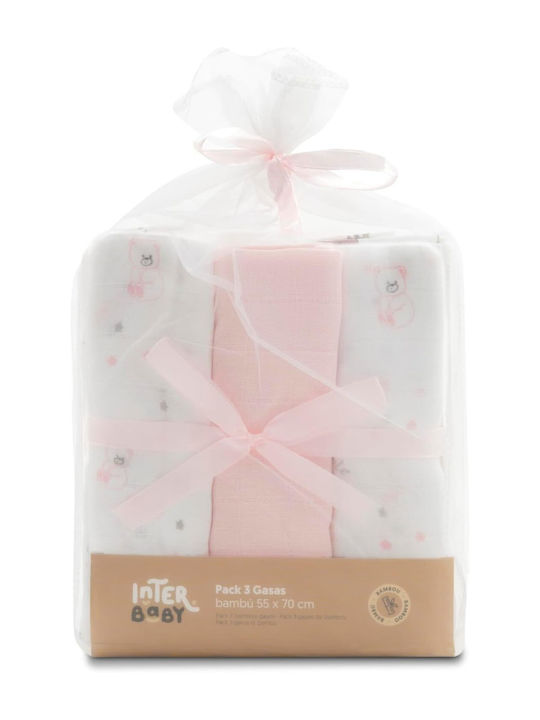 Interbaby Прегръщащи Пелени от Муселин Pink Розов 55x70см. 3бр