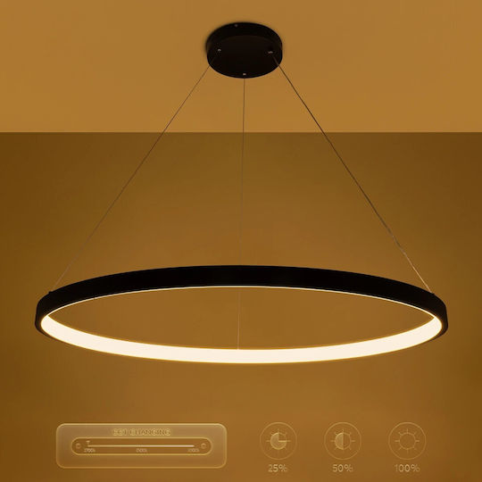 kelvo Nemesis Κρεμαστό Φωτιστικό Μαύρο LED με Ρυθμιζόμενο Λευκό Φως 100x100εκ.