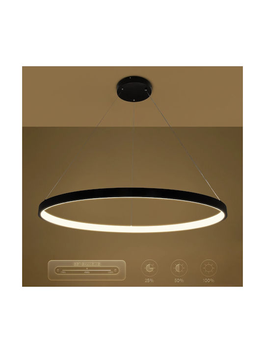 kelvo Nemesis Black LED Pendant Ceiling Light with Adjustable Warm to Cool White Light 100x100cm