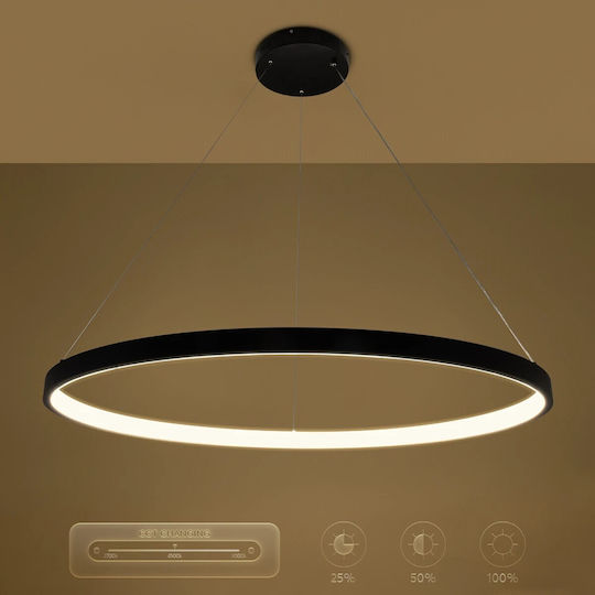 kelvo Nemesis Κρεμαστό Φωτιστικό Μαύρο LED με Ρυθμιζόμενο Λευκό Φως 100x100εκ.