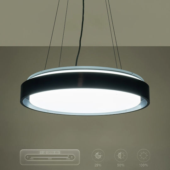 kelvo Barchetta Black LED Pendant Ceiling Light with Adjustable Warm to Cool White Light 48x48cm