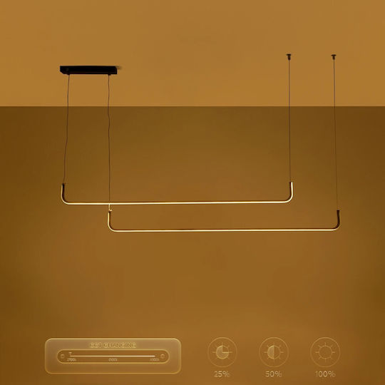 kelvo Linaria Black LED Ceiling Light with Warm to Cool White Light 130x4x25cm