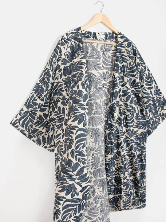 Rock Club Women's Maxi Beach Kimono Dark Blue
