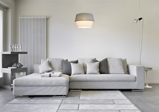 Veis Lumini Suspendate Gri Cu Bază De Bec E27 44x44cm
