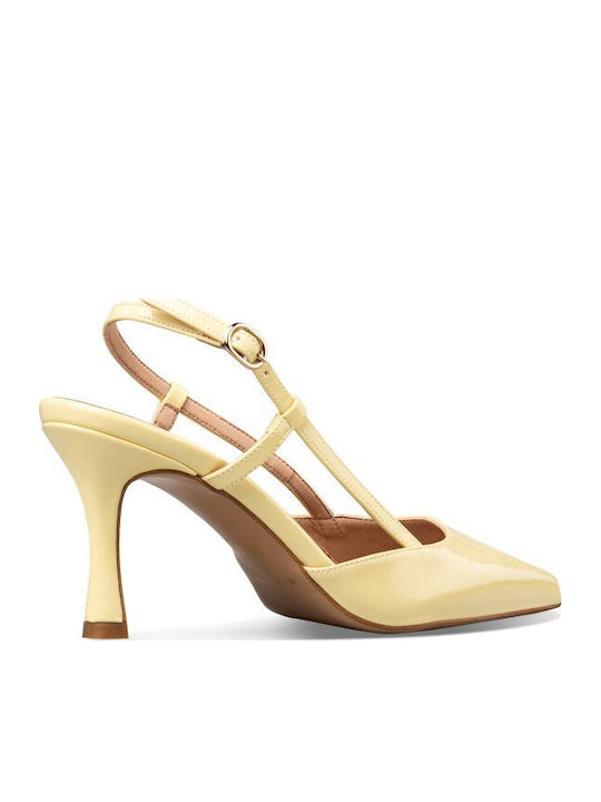 Pantofi Cu Toc Stiletto Cu Baretă Galbeni