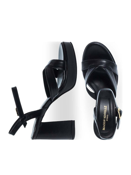 Damen Sandalen Schwarz Leder