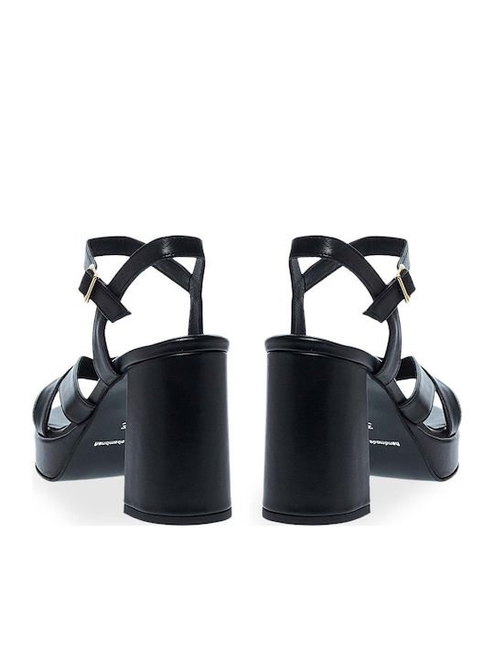 Damen Sandalen Schwarz Leder