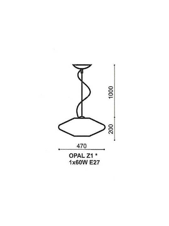Volta Opal Висящо Фосветително Бяло с Цокъл E27 47x47см