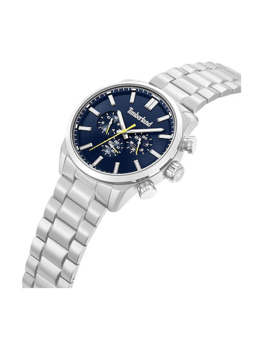 Timberland Henniker Ii Men's Watch 46mm Chronograph Battery with Silver Stainless Steel Bracelet