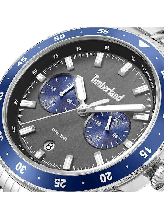 Timberland Herrenuhr 44mm Batterie mit Silber Metall-Armband