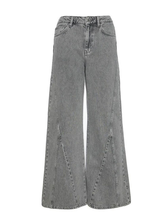 Women's Jean Pants in Wide Leg Style Gray