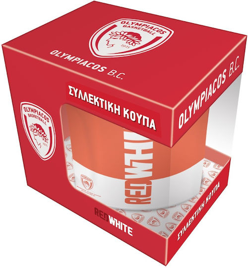 Χάρτινη Πόλη Μπάσκετ 3 Red White Κούπα Κεραμική Κόκκινη 330ml