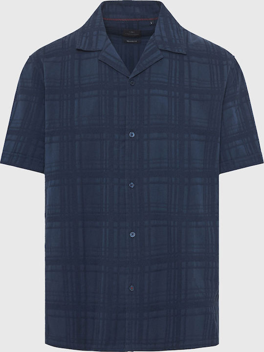 Short Sleeve Cotton Shirt Navy Blue