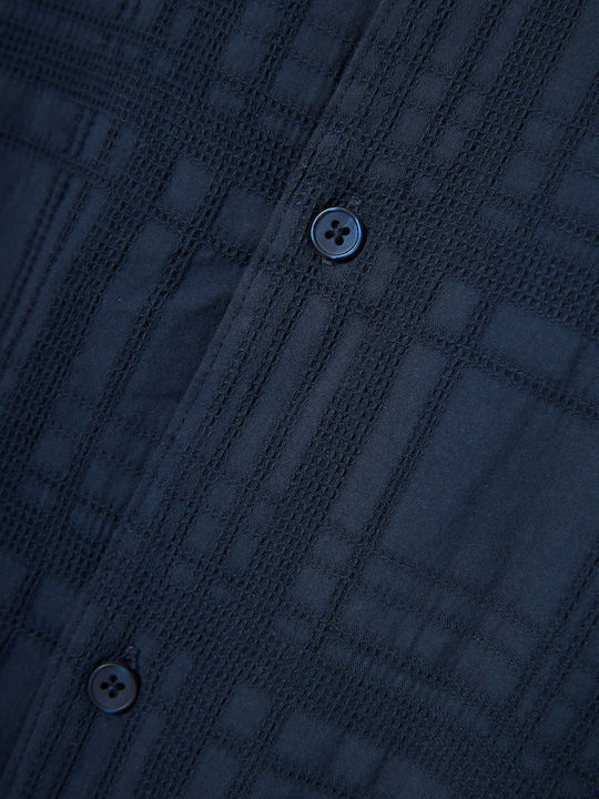 Short Sleeve Cotton Shirt Navy Blue